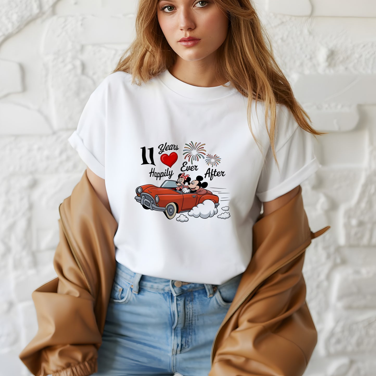 Custom Years Anniversary Car Ride Shirt |  Mickey n Minnie Mouse Personalized Couple Tee | Retro Love T-Shirt | Happily Together for 11 Years Shirt | Retro Road Trip Tee for Couples | Fun Anniversary Gift
