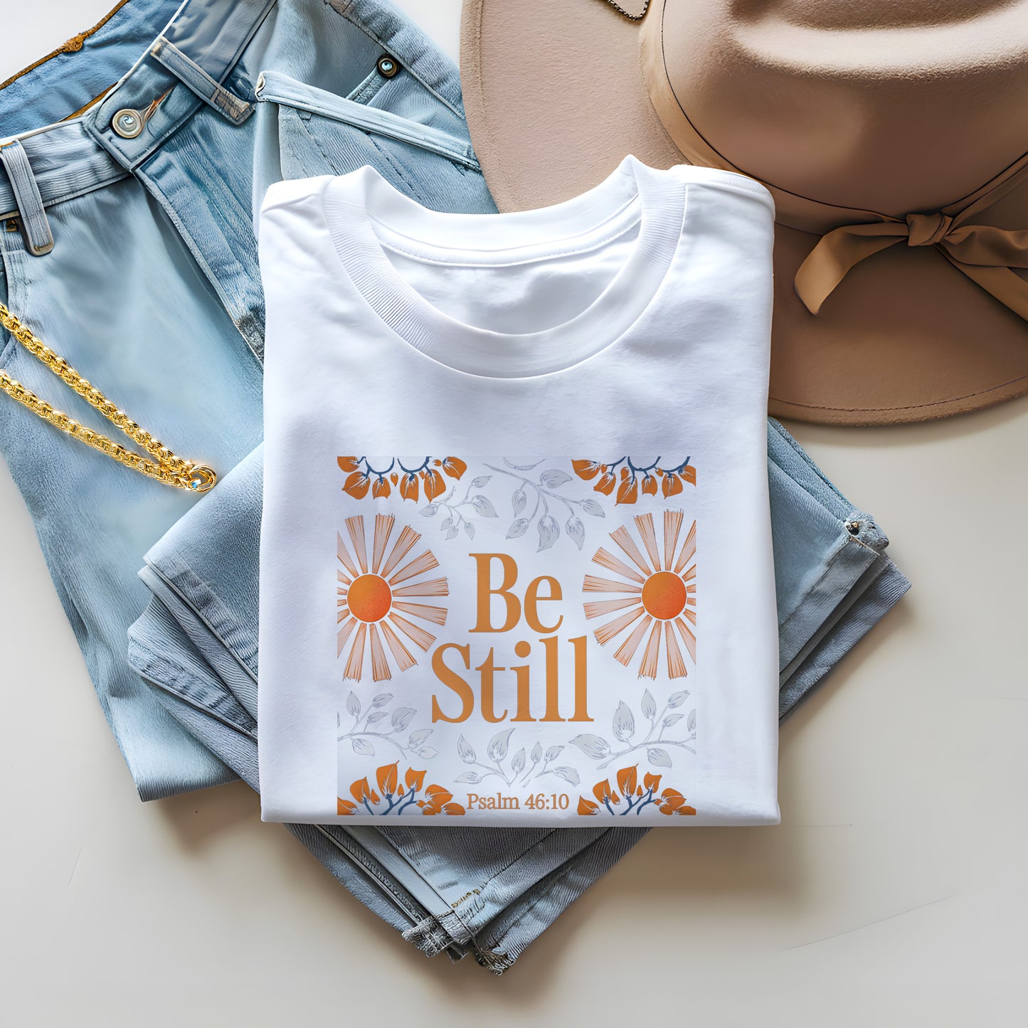 Be Still and Know Shirt – Psalm 46:10 Bible Verse Tee – Christian Floral T-Shirt | Psalm 46:10 T-Shirt – Be Still Bible Quote Tee – Christian Encouragement Shirt