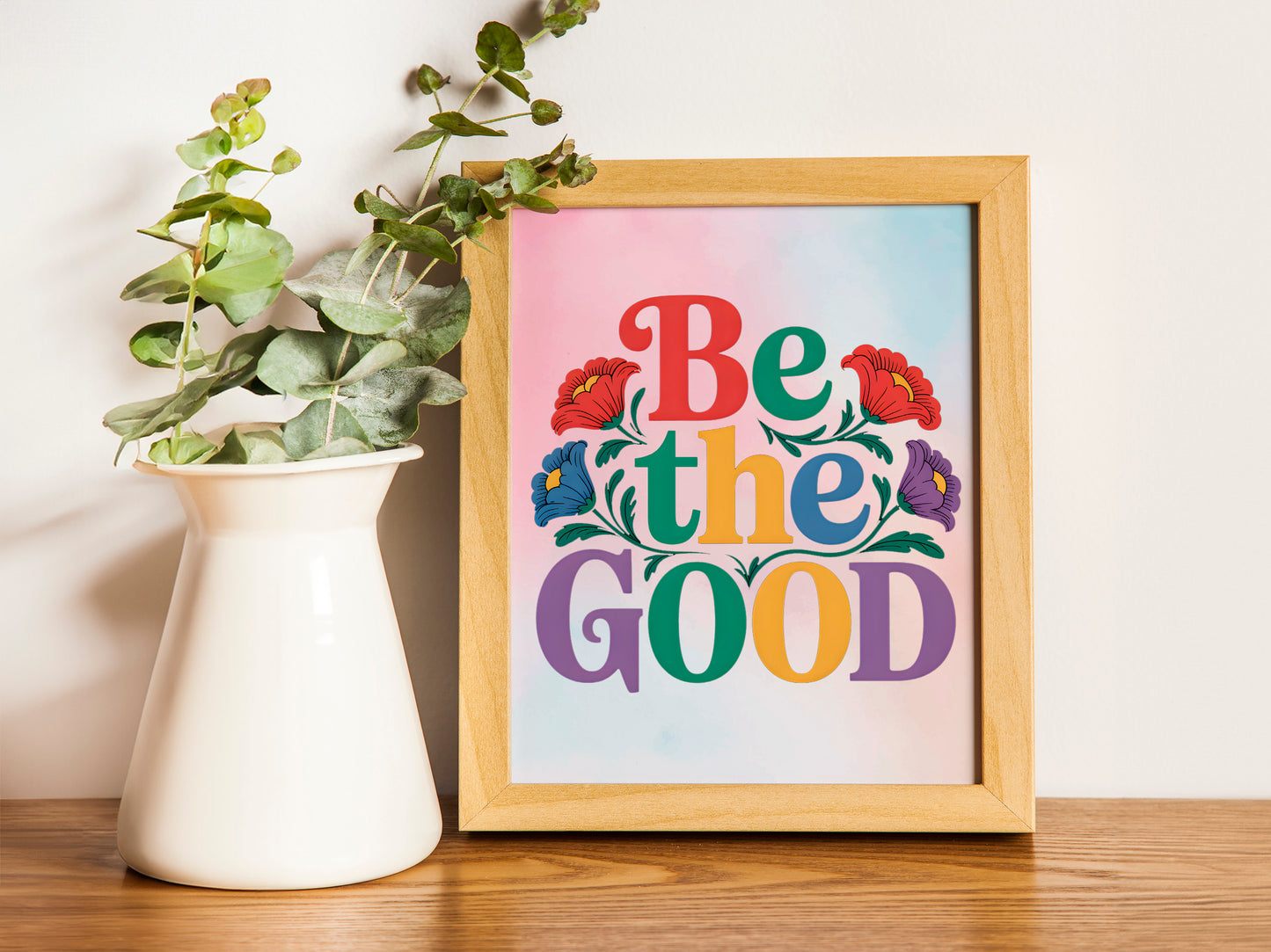 Christian Art - Be the Good - Retro Floral Faith Wall art with Positive Message, Inspirational Bible-Based Design for Youth and Women