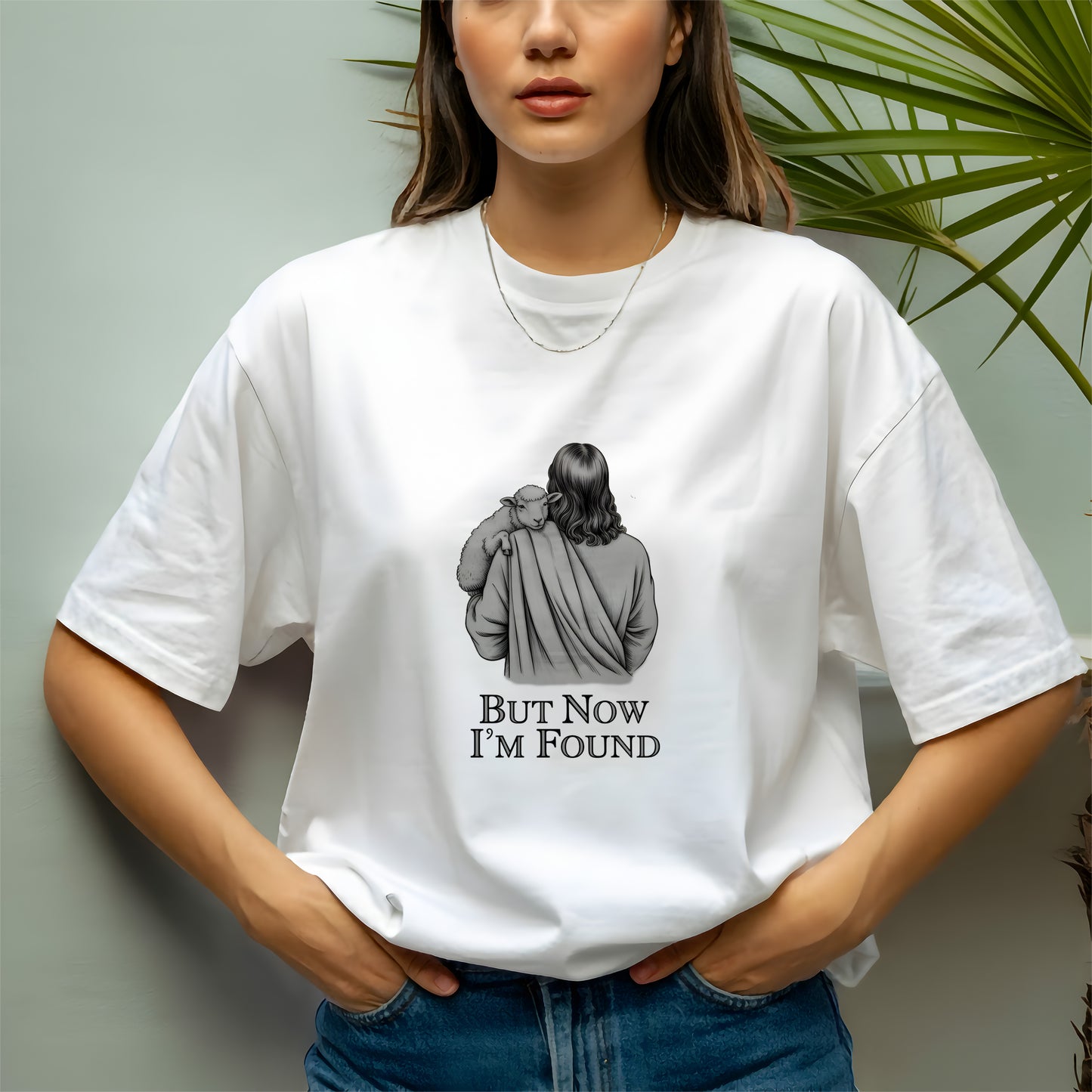 Jesus Carrying Lamb Shirt – I Was Lost But Now I'm Found Tee – Faith-Based Apparel | But Now I’m Found Shirt – Christian Lost Sheep T-Shirt – Luke 15:4 Inspired