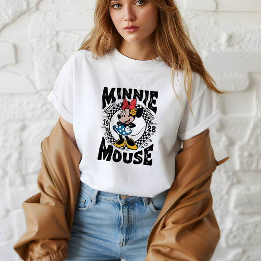 Vintage Minnie Mouse Shirt – Retro 1928 Checkered Style Tee | Disney Vintage Minnie Mouse Shirt – Old School Cartoon Tee for Women