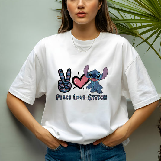 Stitch Lover Tee – Peace Love Stitch T-Shirt for Disney Fans | Peace Love & Ohana – Stitch Inspired Graphic Shirt