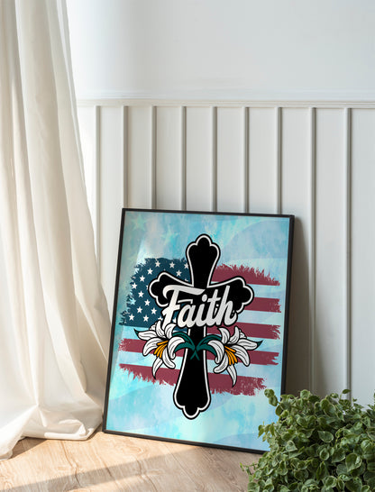 FAITH Bold Christian Art - Minimalist Scripture Graphic Wall art with Clean Typography, Inspirational Religious Art for Daily motivation
