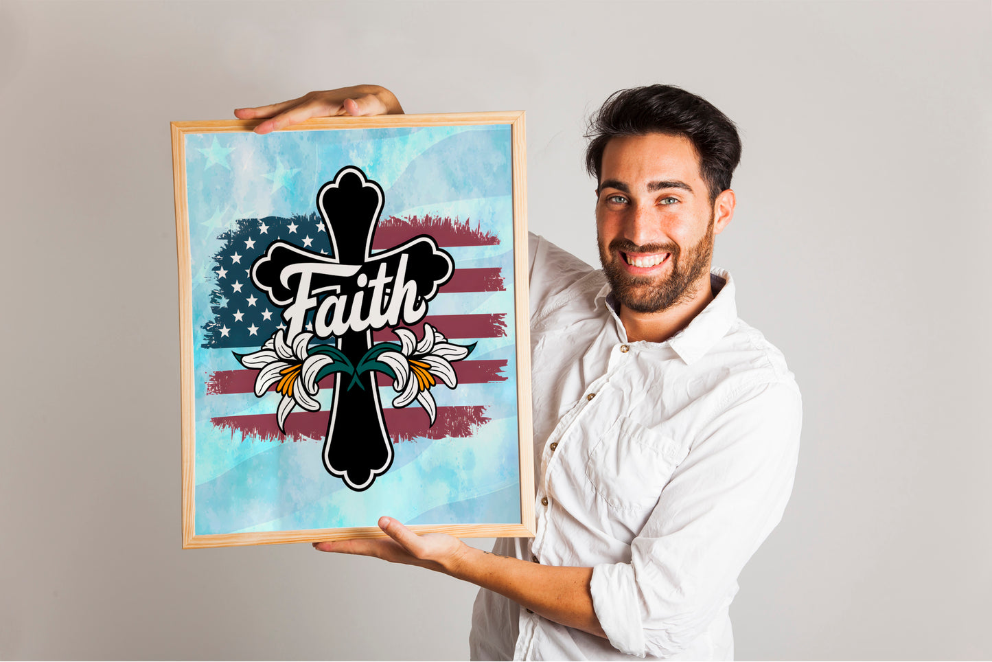 FAITH Bold Christian Art - Minimalist Scripture Graphic Wall art with Clean Typography, Inspirational Religious Art for Daily motivation