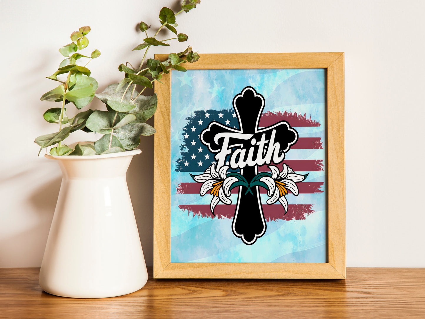 FAITH Bold Christian Art - Minimalist Scripture Graphic Wall art with Clean Typography, Inspirational Religious Art for Daily motivation