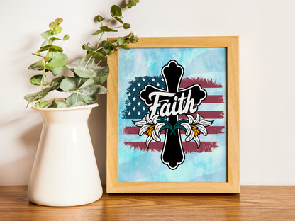 FAITH Bold Christian Art - Minimalist Scripture Graphic Wall art with Clean Typography, Inspirational Religious Art for Daily motivation