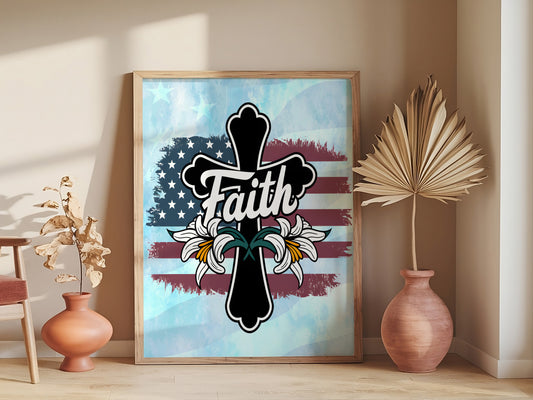 FAITH Bold Christian Art - Minimalist Scripture Graphic Wall art with Clean Typography, Inspirational Religious Art for Daily motivation