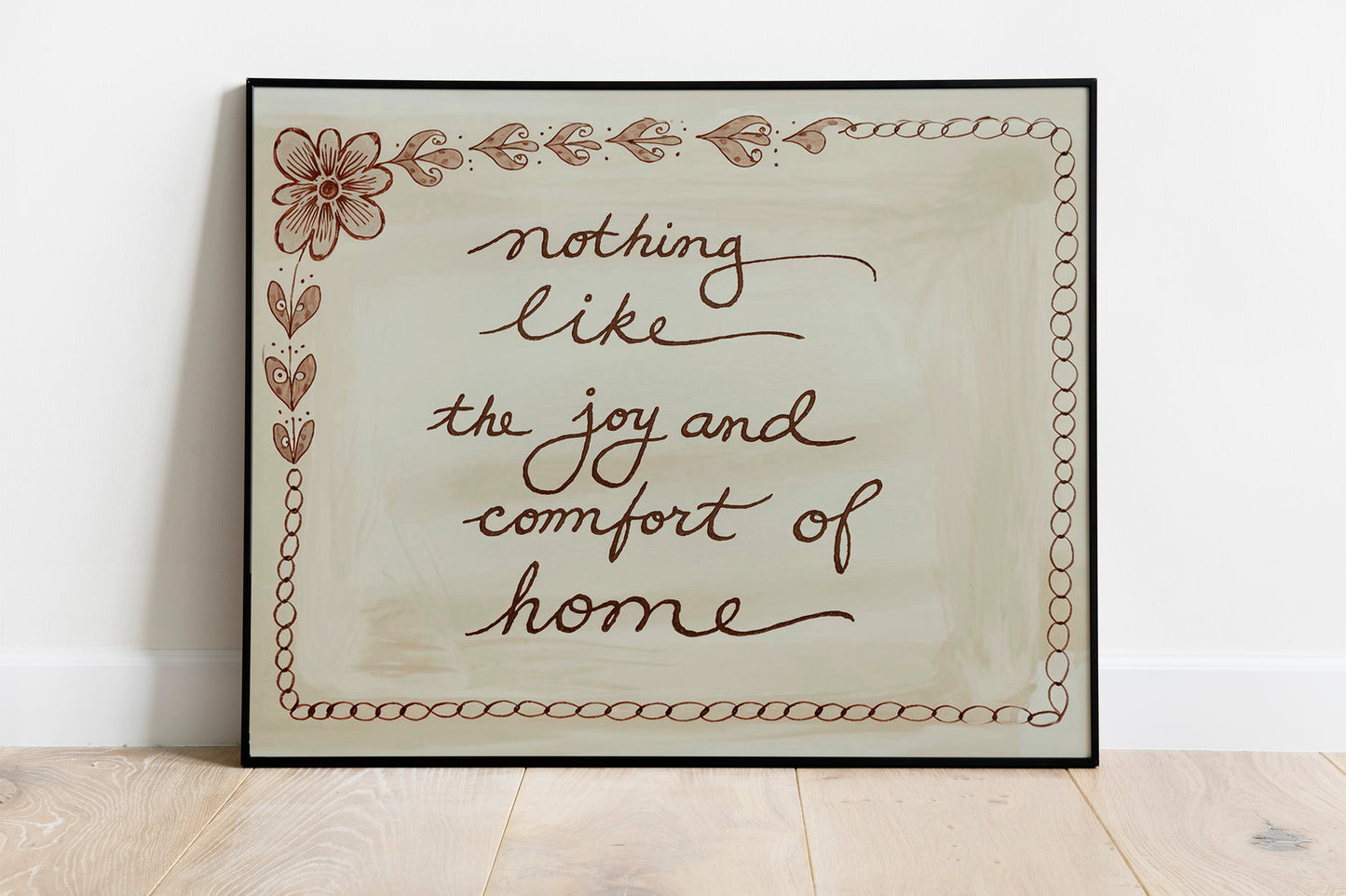 Feels Good to Be Home Poster, Hand-Drawn Daily Affirmation, Bedroom Dorm Wall Art Neutral Decor