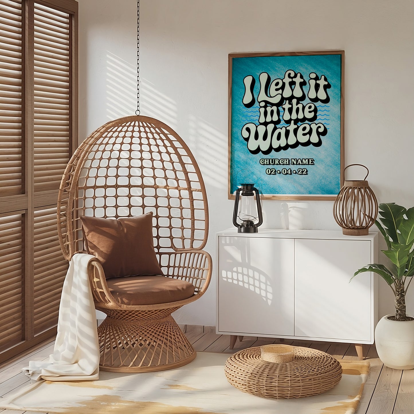 I Left It in the Water Christian Baptism Art - Scripture-Inspired Graphic Wall art, Spiritual Renewal and Faith-Based Gift Art