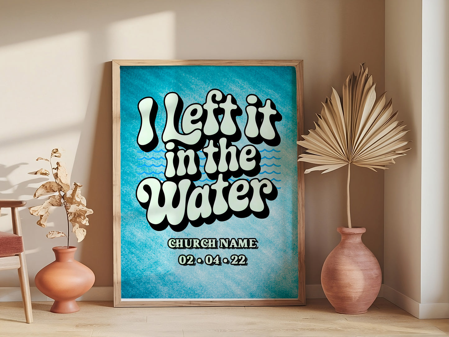 I Left It in the Water Christian Baptism Art - Scripture-Inspired Graphic Wall art, Spiritual Renewal and Faith-Based Gift Art