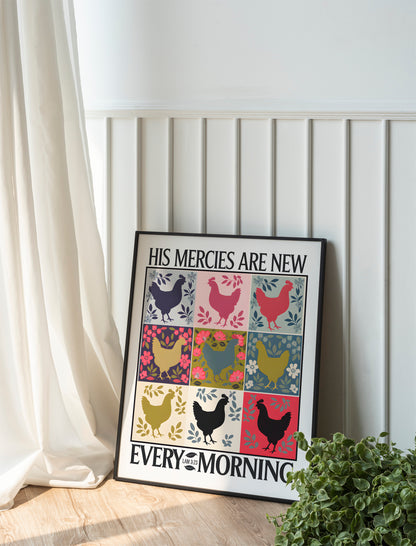 His Mercies Are New Every Morning Art - Lamentations 3:22-23 Watercolor Christian Wall art, Faith and Hope Bible Verse Art