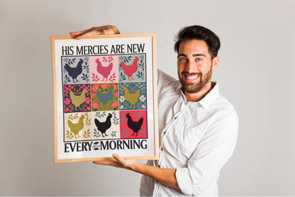 His Mercies Are New Every Morning Art - Lamentations 3:22-23 Watercolor Christian Wall art, Faith and Hope Bible Verse Art