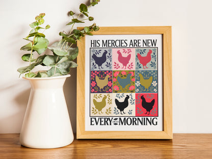His Mercies Are New Every Morning Art - Lamentations 3:22-23 Watercolor Christian Wall art, Faith and Hope Bible Verse Art