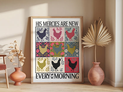 His Mercies Are New Every Morning Art - Lamentations 3:22-23 Watercolor Christian Wall art, Faith and Hope Bible Verse Art