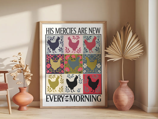 His Mercies Are New Every Morning Art - Lamentations 3:22-23 Watercolor Christian Wall art, Faith and Hope Bible Verse Art