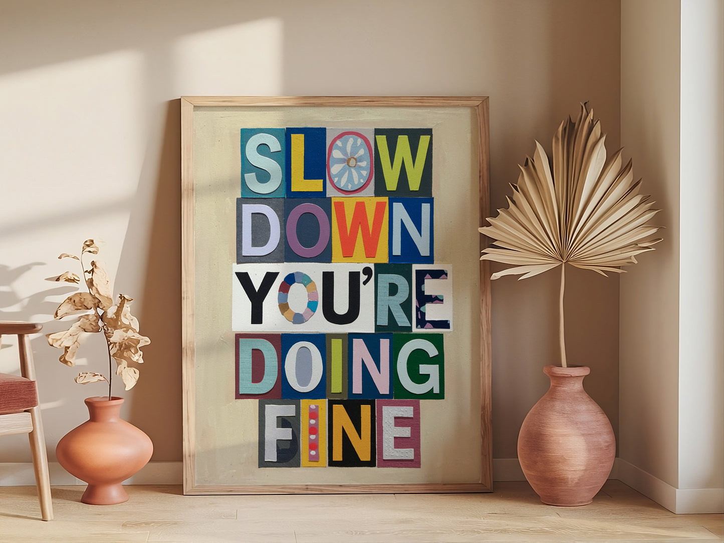 Slow Down You’re Doing Fine Poster, Billy Joel Wall Art, Magazine Symbol Art, Colorful Daily Reminder Print