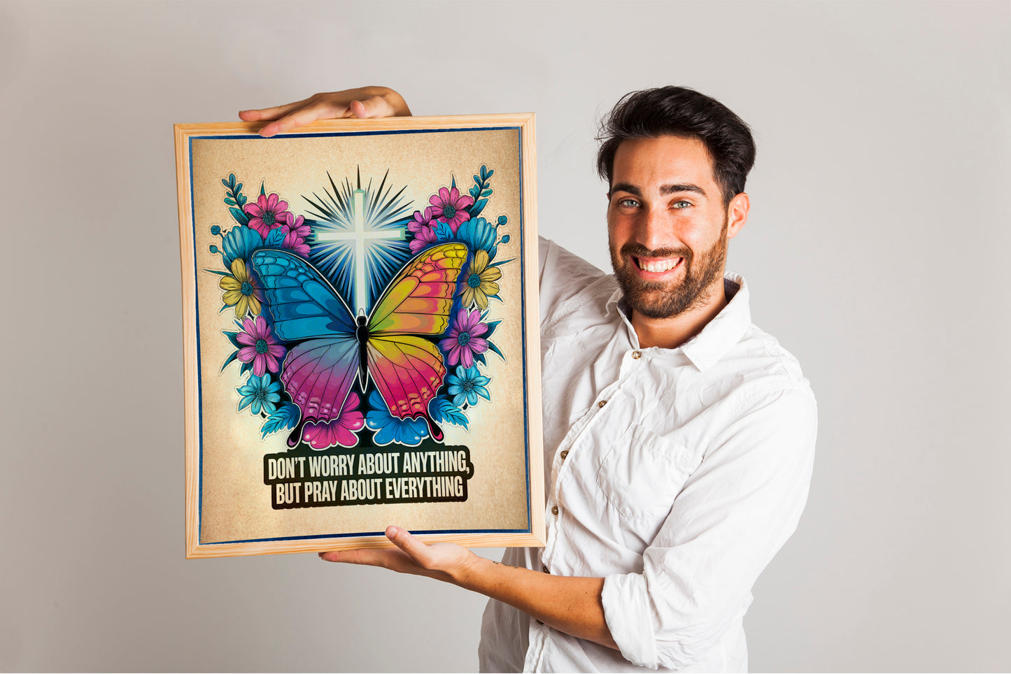 Christian Butterfly Print  Inspirational Don’t Worry Pray About Everything Faith