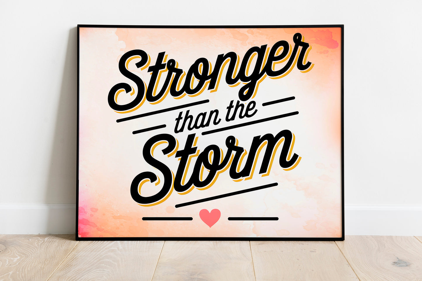 Stronger Than the Storm Christian Art - Encouragement Scripture Wall art with Retro Cloud Design, Faith Over Fear Gift Art