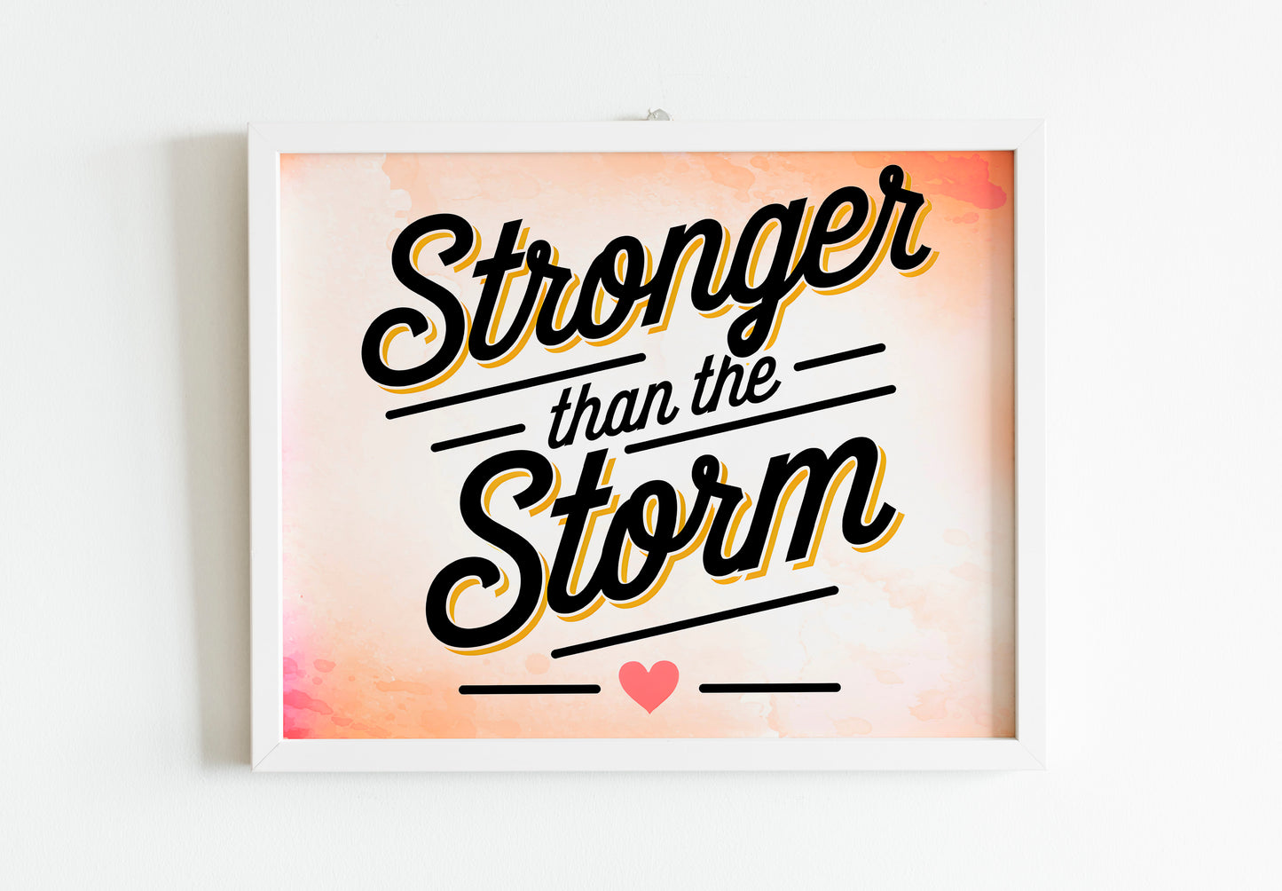 Stronger Than the Storm Christian Art - Encouragement Scripture Wall art with Retro Cloud Design, Faith Over Fear Gift Art