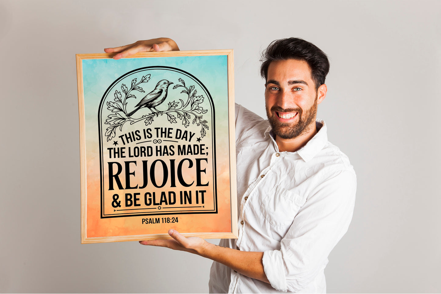 This Is the Day the Lord Has Made Art - Psalm 118:24 Scripture Wall art with Sunshine and Floral Design, Christian Joy Art