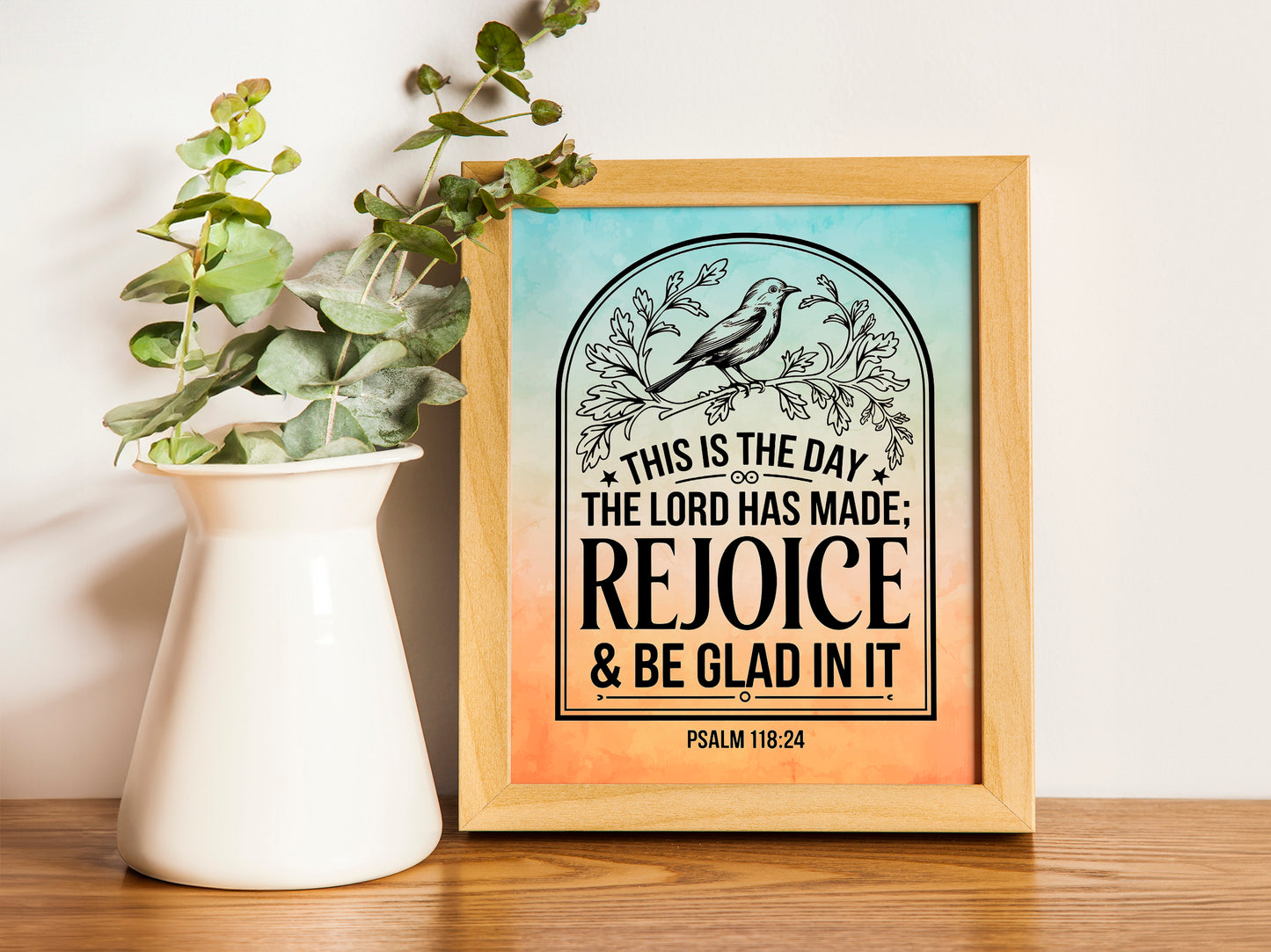 This Is the Day the Lord Has Made Art - Psalm 118:24 Scripture Wall art with Sunshine and Floral Design, Christian Joy Art