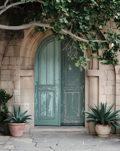 Abstract Boho Door Poster, Mallorca Green Wall Art, Printable Boho Home Decor, Digital Minimalist Art
