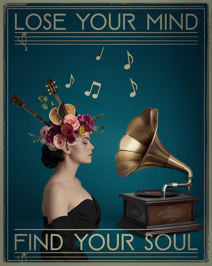 Lose Your Mind Vintage Poster, Retro Music Art Print, Inspirational Wall Decor, MusicInspired Vintage Poster
