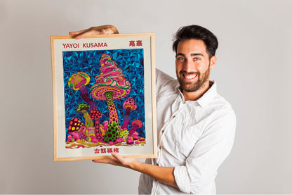 Yayoi Kusama Inspired Art Prints, Vibrant Mushroom Japanese Abstract Set, Modern Vintage Exhibition Wall Decor