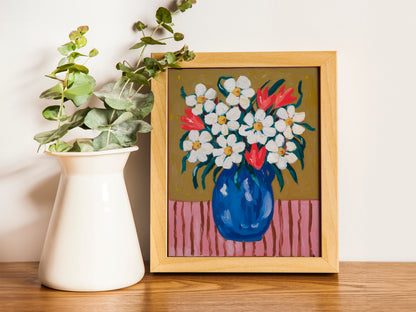 Flora Oil Painting Print, Vintage Botanical Borderless Art, Elegant Fine Wall Decor