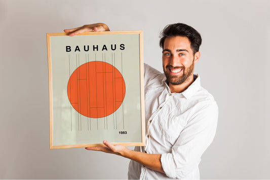 Bauhaus Large Exhibition Poster, Geometric Wall Art, Mid Century Modern, Trendy Bauhaus Decor, Orange Retro Wall Art
