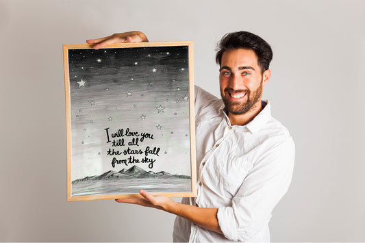 I will love you till the stars fall. Neutral Country Style Nursery Home Apartment Accent. Rustic Home decor