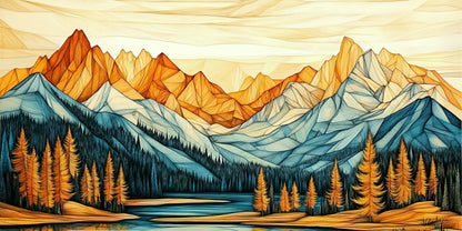 Abstract Mountain Wall Art, Wooden Texture Canvas Print, Large Wall Decor for Living Room, Modern Mountain Artwork, Wood Wall Art Design