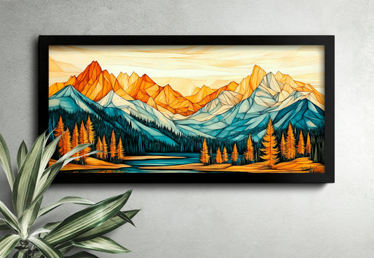 Abstract Mountain Wall Art, Wooden Texture Canvas Print, Large Wall Decor for Living Room, Modern Mountain Artwork, Wood Wall Art Design