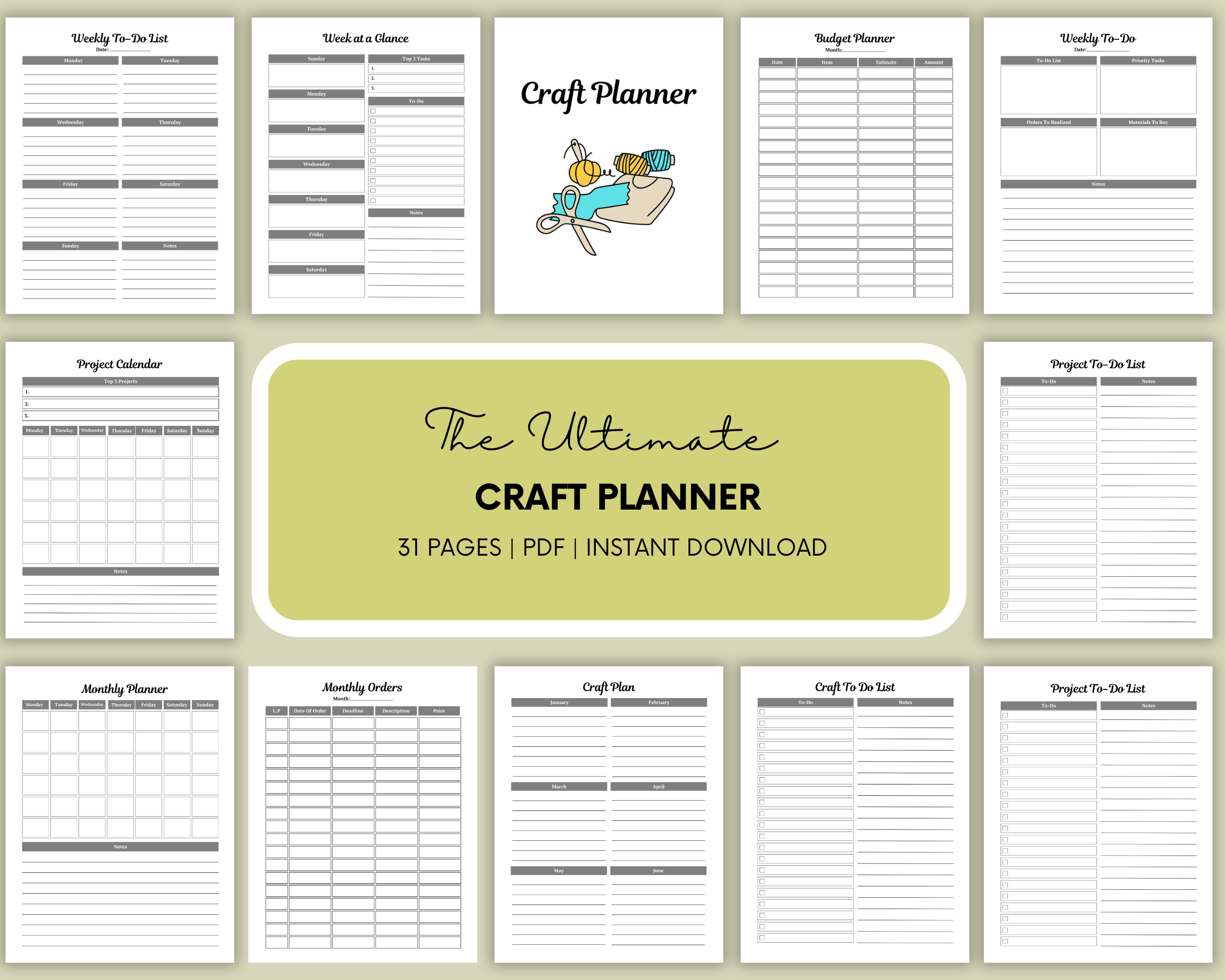 Handmade Craft Planner - Monthly And Weekly Craft Layouts - Project Id ...