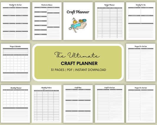 Handmade Craft Planner - Monthly And Weekly Craft Layouts - Project Ideas - Materials Lists - Project Deadlines Planner - Budget Tracking