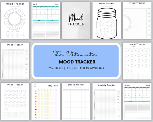Mood Tracker Planner - Friendly Mood Tracker - Daily Mood Tracking Pages - Weekly Mood Tracking - Monthly Mood Tracking - Instant Download