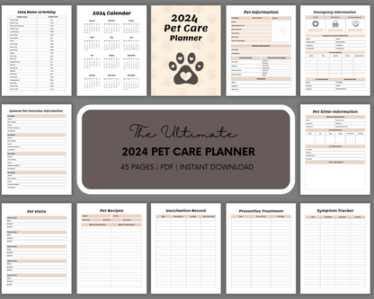 Pet Care Planner - Eco-Friendly Pet Planner - Pet Health Tracker - Monthly Pet Care Schedule - Weekly Pet Care Tracker - Daily Pet Planner