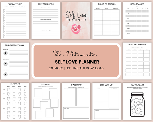 Self-Love Planner - Eco-Friendly Self-Love Planner - Daily Self-Love Practices - Self-Love Goals - Monthly Self-Love Reflections Planner