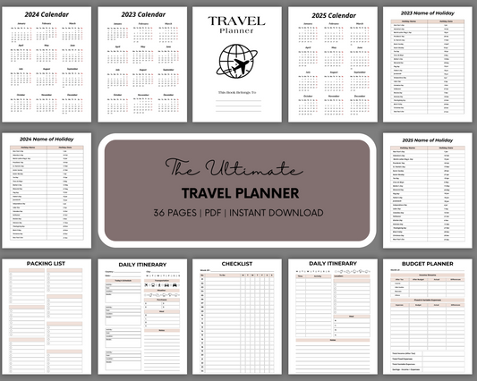 Travel Planner - Eco-Friendly Travel Planner - Trip Planning Book - Packing Lists - Travel Budget Tracker - Daily Itineraries Planner
