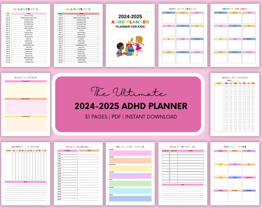 2024-2025 Adhd Planner - Eco-Friendly Adhd Planner - Adhd-Friendly Planner - Time-Blocking Planner - Goal Setting Planner - to Do List