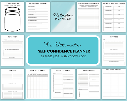 Self-Confidence Planner - Eco-Friendly Confidence Planner - Daily and Weekly Self-Improvement Layouts Planner - Self - Affirmations Planner