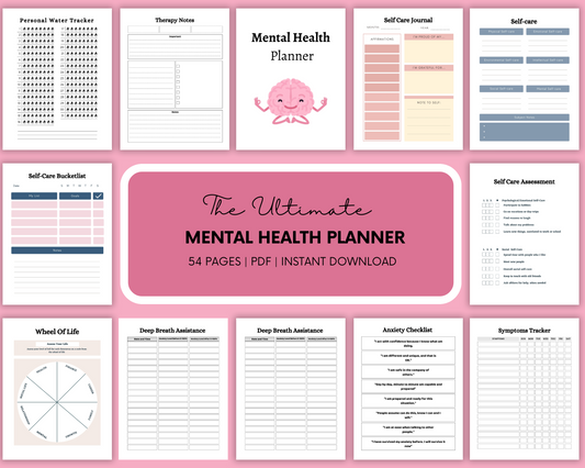 Mental Health Planner - Daily and Weekly Wellness Layouts - Gratitude Journaling Planner - Mood Tracking Planner - Reflection Prompt Planner