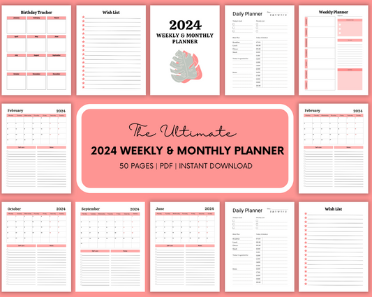 Weekly and Monthly Planner - Eco-Friendly Planner - Weekly and Monthly Planner Layouts Planner - To-Do Lists - Instant Download