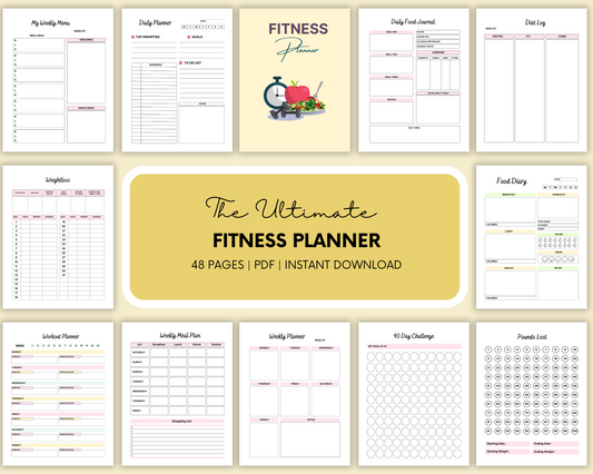 Fitness Planner - Eco-Friendly Fitness Planner - Workout Tracker - Meal Planning Pages - Fitness Goal Setting - Progress Tracker Planner