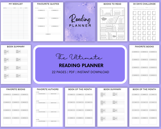 Handmade Reading Planner - Monthly and Weekly Reading Layouts - Book Reviews Planner - Reading Logs Planner - Instant Download