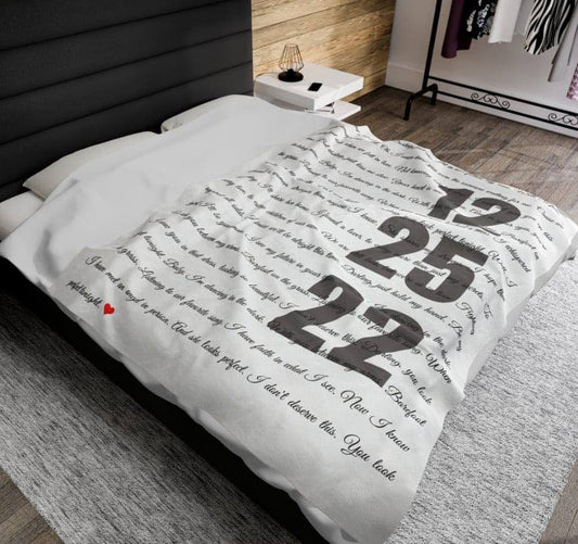 Custom Sherpa Fleece Blanket Couple Names and Date Wedding Song Music Gift