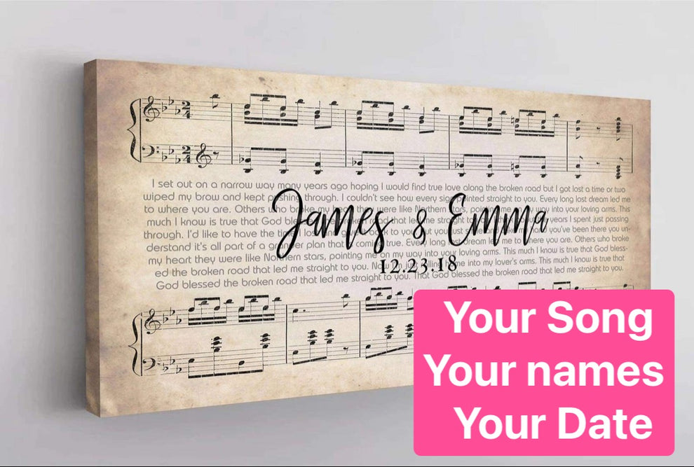 Song lyrics on canvas custom wall art couples ready to hang amourprint