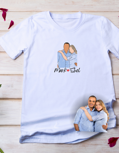 Custom Portrait From Photo T-shirt, Animated art photo Shirt, Custom portrait From Photo Shirt, Couple Matching Valentines day Gift Shirt