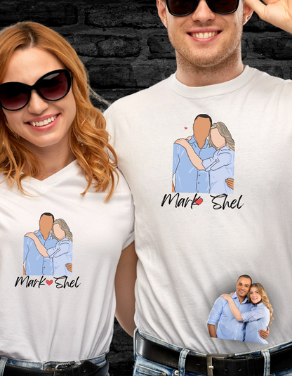 Custom Portrait From Photo T-shirt, Animated art photo Shirt, Custom portrait From Photo Shirt, Couple Matching Valentines day Gift Shirt