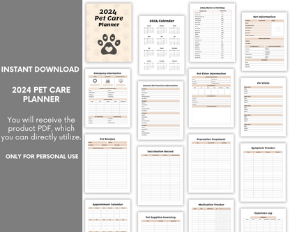 Pet Care Planner - Eco-Friendly Pet Planner - Pet Health Tracker - Monthly Pet Care Schedule - Weekly Pet Care Tracker - Daily Pet Planner